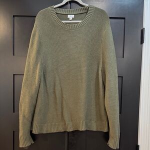 J. Crew Olive Ribbed Crewneck Sweater